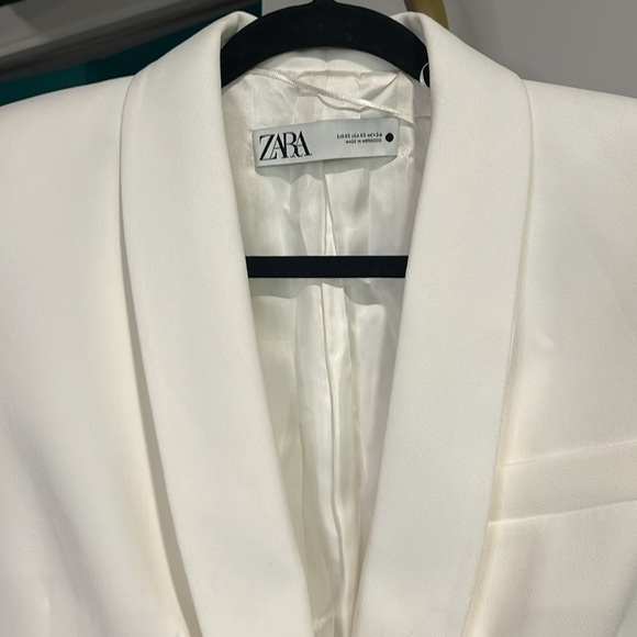 ZARA Fitted Shoulder Pad White Blazer - xs - Picture 4 of 6